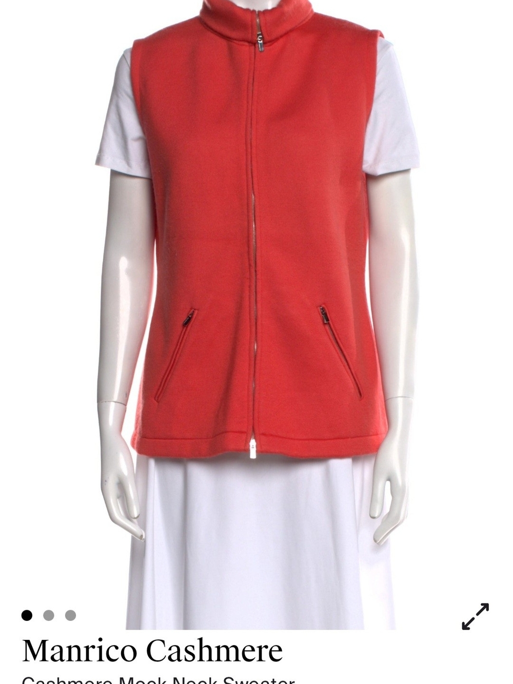 Coral Zip-Front Sleeveless Jacket